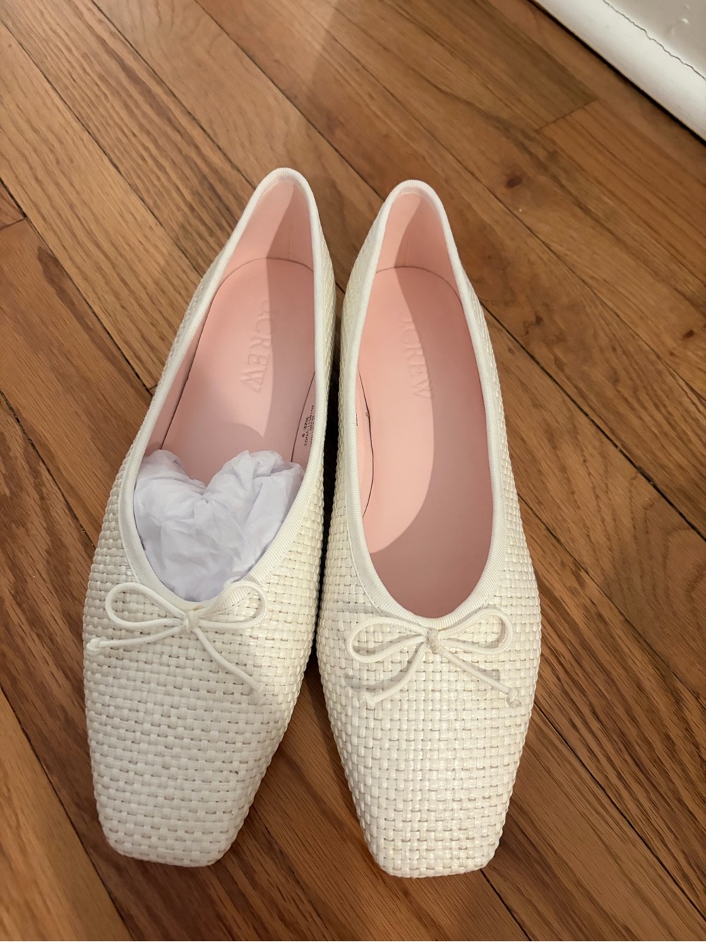 NWT Jcrew Woven White Ballet Flats with Bow